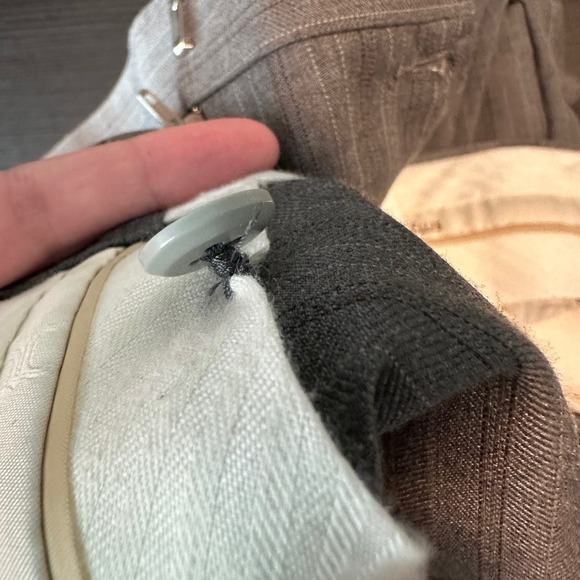 Perry Ellis Gray Striped Wool Blend Flat Front Suit Pants Men's Size 42/32 FLAW - Picture 7 of 16